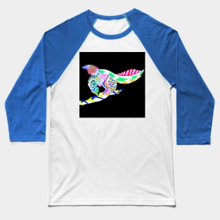 ancient dinosaur bird in rainbow colorful ecopop Baseball T-Shirt